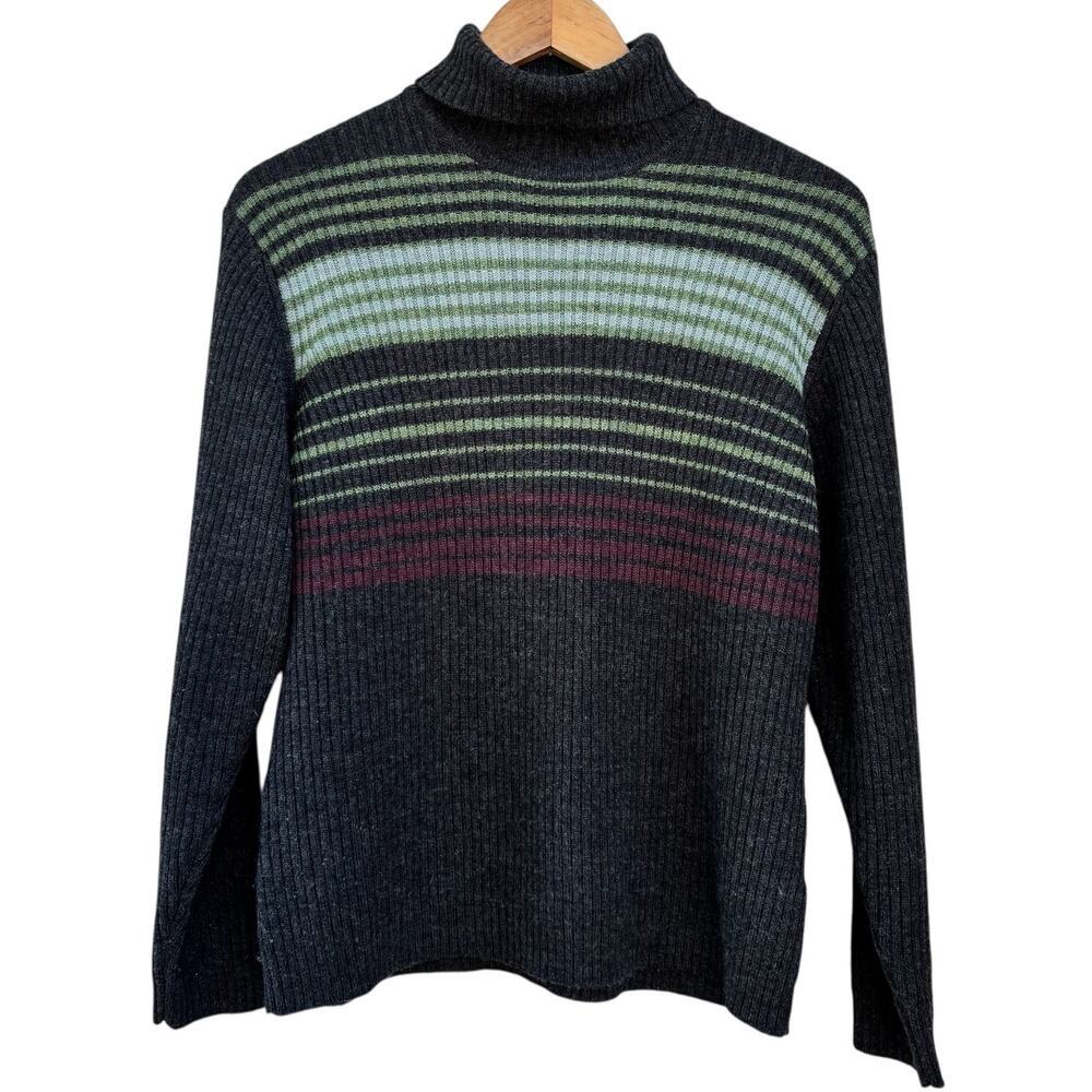 Eddie Bauer Merino Wool Turtleneck Sweater Size M Made in UK Vintage